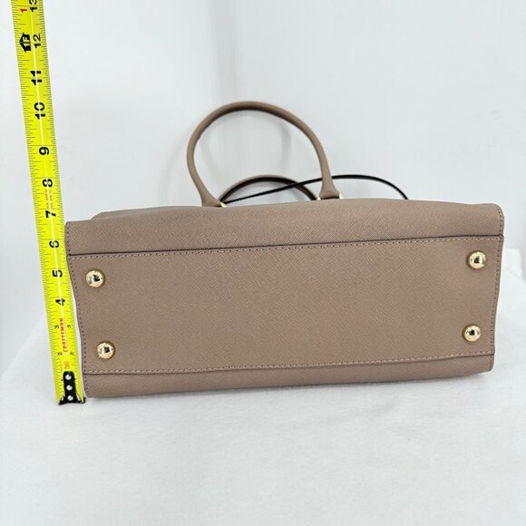 Michael Kors Taupe Saffiano Leather Satchel Hand/Shoulder Bag Large w/Gold Lock - Picture 12 of 15